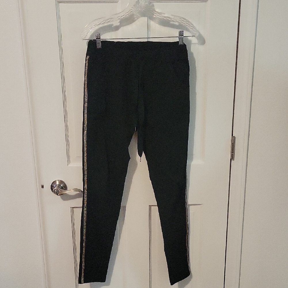 Scandal Italy Black Tuxedo pants with Gold beaded Stripe